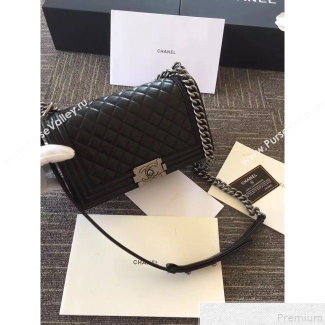Chanel Quilted Lambskin Medium Boy Flap Bag with Silver Hardware(Top Quality) (SHUNY-9050825)