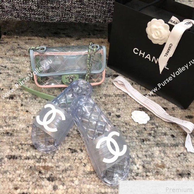 Chanel Flat Transparent Color CC Slide Sandals White 2019 (KQN-9050763)