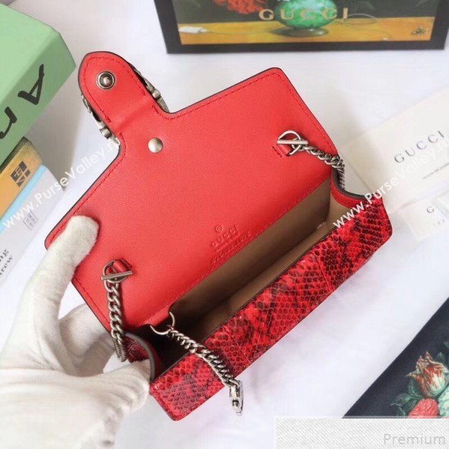 Gucci Dionysus Super Mini Snakeskin Bag 476432 Red 2019 (XYS-9050614)