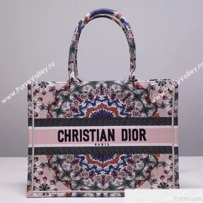 Dior Small Book Tote KaléiDiorscopic Embroidered Bag Pink/Multicolor 2019 (DMZ-9050711)