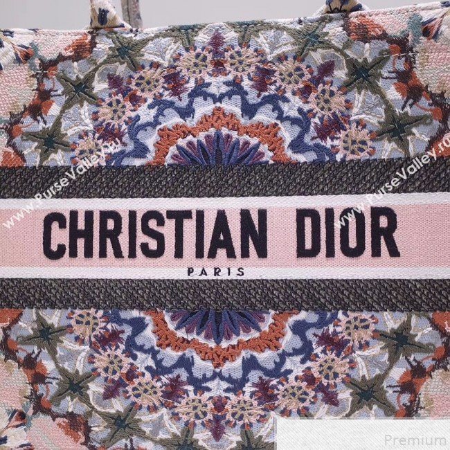 Dior Small Book Tote KaléiDiorscopic Embroidered Bag Pink/Multicolor 2019 (DMZ-9050711)