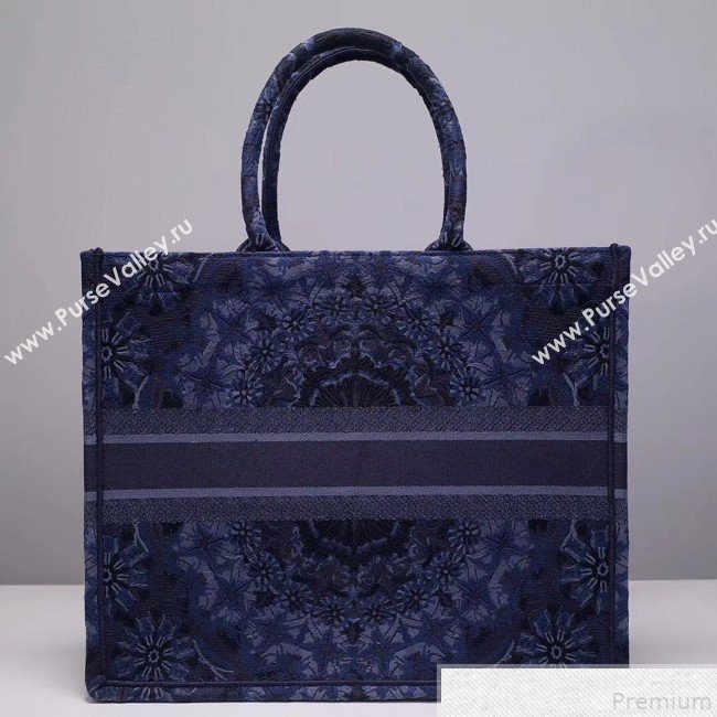 Dior Book Tote KaléiDiorscopic Embroidered Bag Navy Blue 2019 (DMZ-9050712)