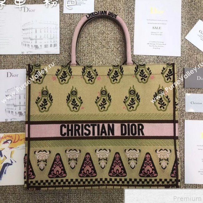 Dior Book Tote Embroidered Bag Yellow 2019 (BFS-9050713)