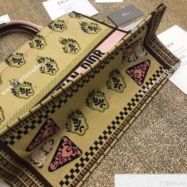 Dior Book Tote Embroidered Bag Yellow 2019 (BFS-9050713)