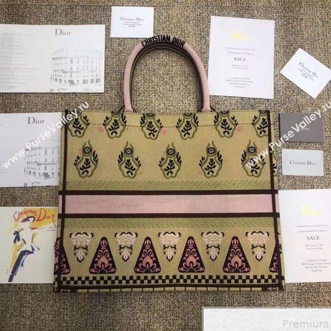 Dior Book Tote Embroidered Bag Yellow 2019 (BFS-9050713)