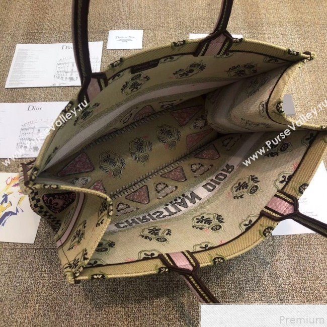Dior Book Tote Embroidered Bag Yellow 2019 (BFS-9050713)