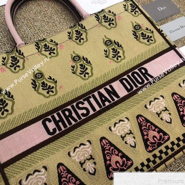 Dior Book Tote Embroidered Bag Yellow 2019 (BFS-9050713)