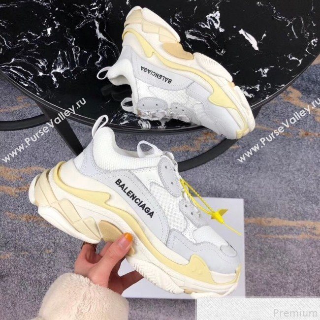 Balenciaga Triple S Sneakers White/Light Grey/Light Yellow (GD1054-9050802)