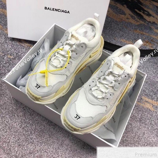 Balenciaga Triple S Sneakers White/Light Grey/Light Yellow (GD1054-9050802)