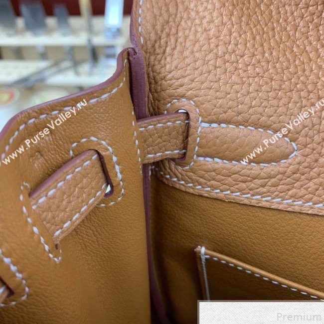 Hermes Kelly Ado Backpack 22cm in Togo Leather Light Brown/Silver(Half Handmade) 2019 (AMIN-9043048)