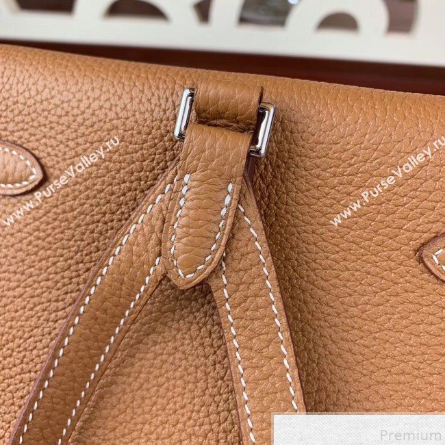 Hermes Kelly Ado Backpack 22cm in Togo Leather Light Brown/Silver(Half Handmade) 2019 (AMIN-9043048)