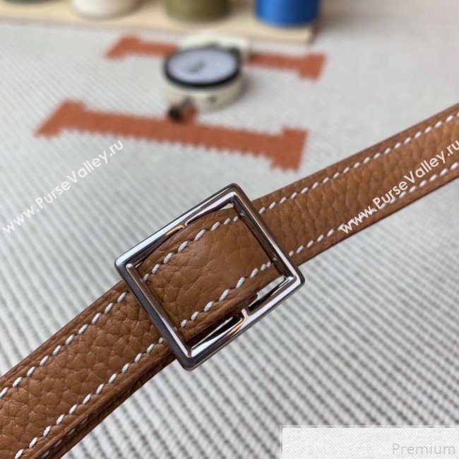 Hermes Kelly Ado Backpack 22cm in Togo Leather Light Brown/Silver(Half Handmade) 2019 (AMIN-9043048)