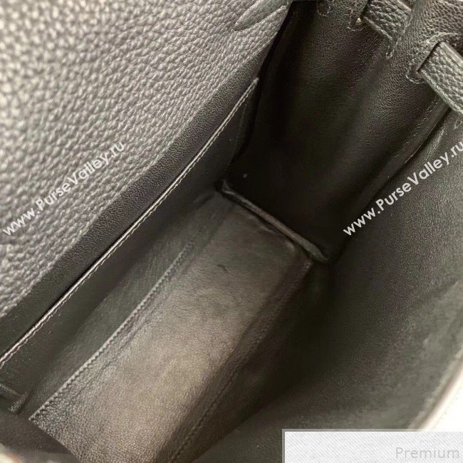 Hermes Kelly Ado Backpack 22cm in Togo Leather Black/Silver(Half Handmade) 2019 (AMIN-9043049)