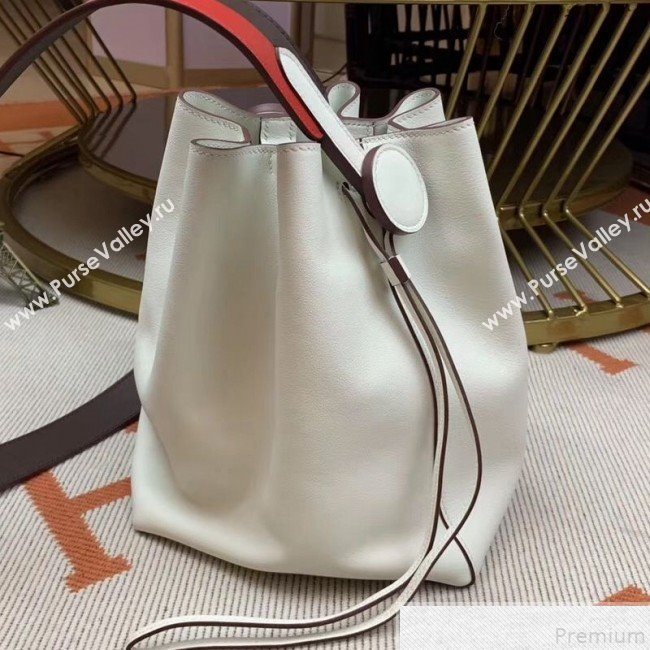 Hermes Licol Hermes 17 Bucket Bag White 2019(Half Handmade)  (AMIN-9050701)