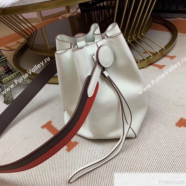 Hermes Licol Hermes 17 Bucket Bag White 2019(Half Handmade)  (AMIN-9050701)