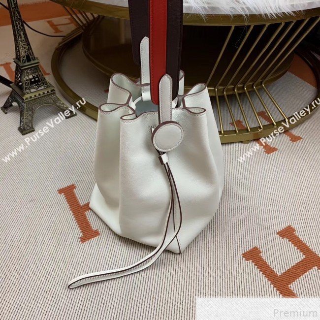 Hermes Licol Hermes 17 Bucket Bag White 2019(Half Handmade)  (AMIN-9050701)