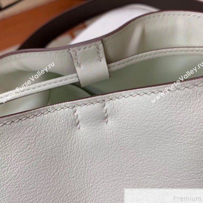 Hermes Licol Hermes 17 Bucket Bag White 2019(Half Handmade)  (AMIN-9050701)