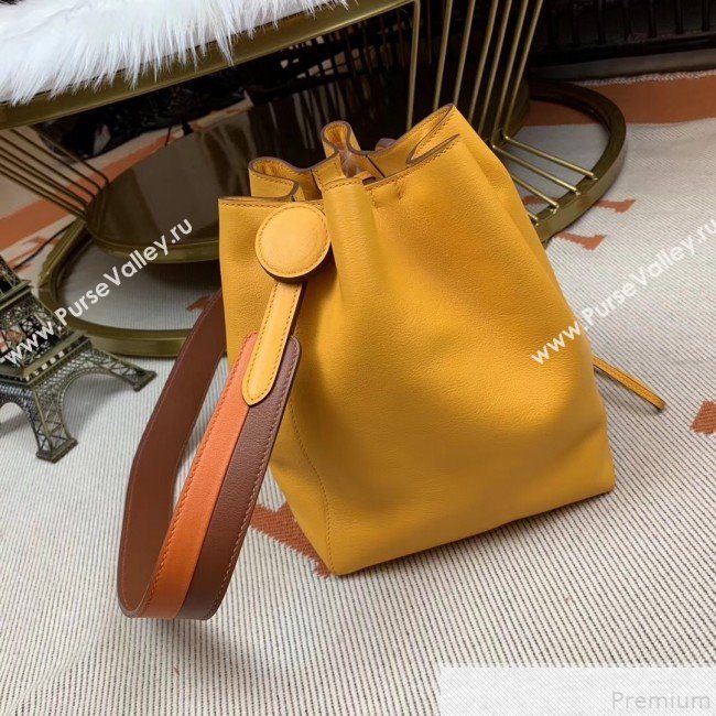 Hermes Licol Hermes 17 Bucket Bag Yellow 2019(Half Handmade)  (AMIN-9050702)