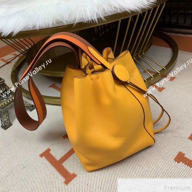 Hermes Licol Hermes 17 Bucket Bag Yellow 2019(Half Handmade)  (AMIN-9050702)