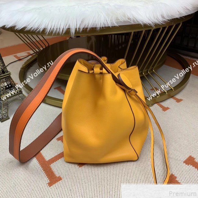 Hermes Licol Hermes 17 Bucket Bag Yellow 2019(Half Handmade)  (AMIN-9050702)