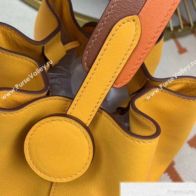 Hermes Licol Hermes 17 Bucket Bag Yellow 2019(Half Handmade)  (AMIN-9050702)