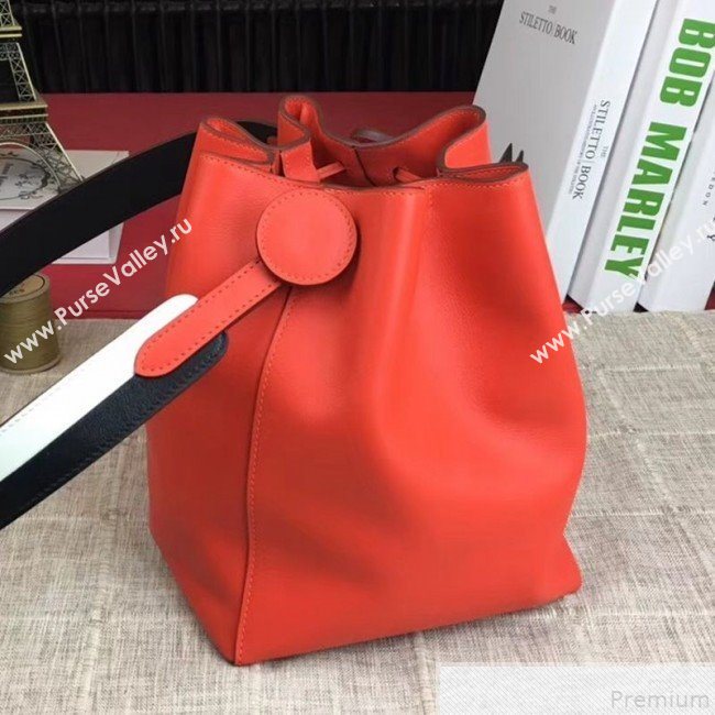 Hermes Licol Hermes 17 Bucket Bag Orange Red 2019(Half Handmade)  (AMIN-9050703)