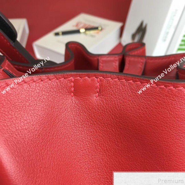 Hermes Licol Hermes 17 Bucket Bag Red 2019(Half Handmade)  (AMIN-9050705)
