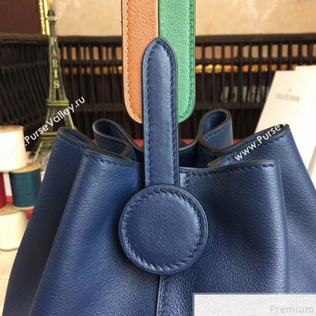 Hermes Licol Hermes 17 Bucket Bag Royal Blue 2019(Half Handmade)  (AMIN-9050706)