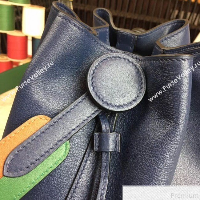 Hermes Licol Hermes 17 Bucket Bag Royal Blue 2019(Half Handmade)  (AMIN-9050706)