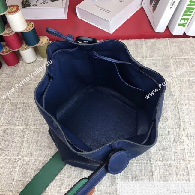 Hermes Licol Hermes 17 Bucket Bag Royal Blue 2019(Half Handmade)  (AMIN-9050706)