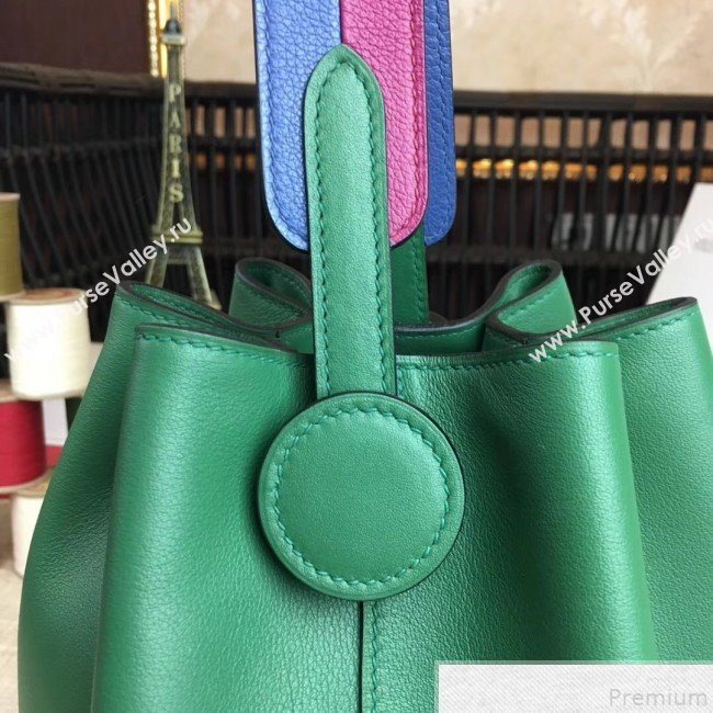 Hermes Licol Hermes 17 Bucket Bag Green 2019(Half Handmade)  (AMIN-9050707)