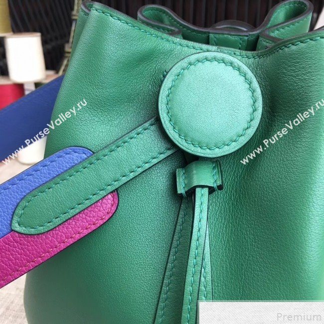 Hermes Licol Hermes 17 Bucket Bag Green 2019(Half Handmade)  (AMIN-9050707)