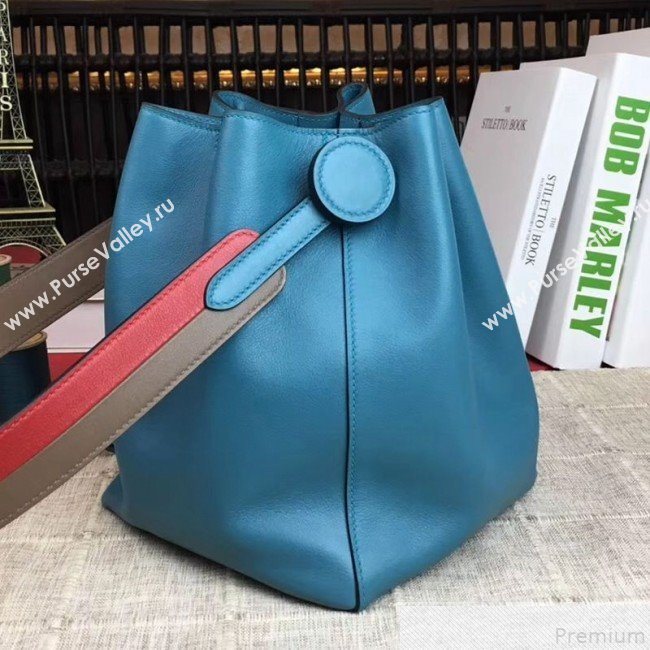 Hermes Licol Hermes 17 Bucket Bag Turq Blue 2019(Half Handmade)  (AMIN-9050708)