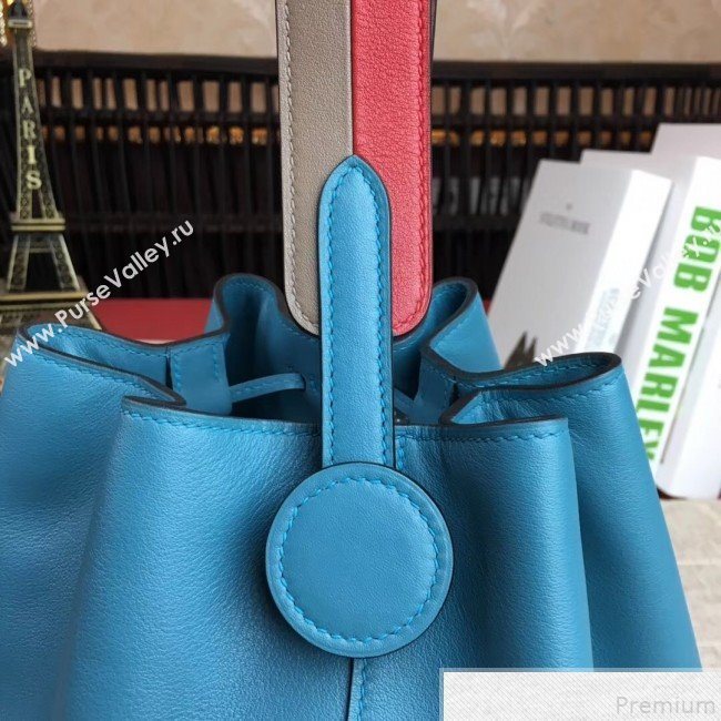 Hermes Licol Hermes 17 Bucket Bag Turq Blue 2019(Half Handmade)  (AMIN-9050708)