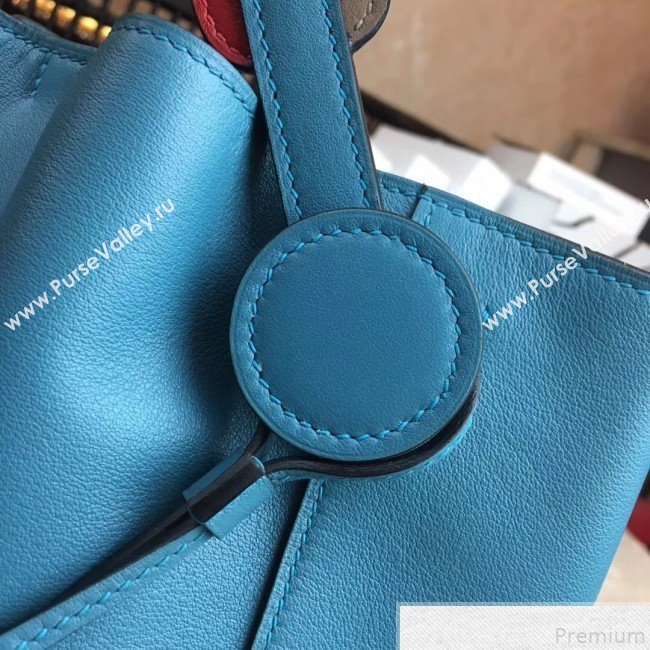 Hermes Licol Hermes 17 Bucket Bag Turq Blue 2019(Half Handmade)  (AMIN-9050708)