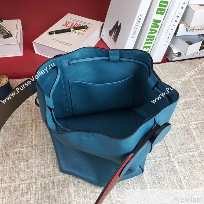 Hermes Licol Hermes 17 Bucket Bag Turq Blue 2019(Half Handmade)  (AMIN-9050708)