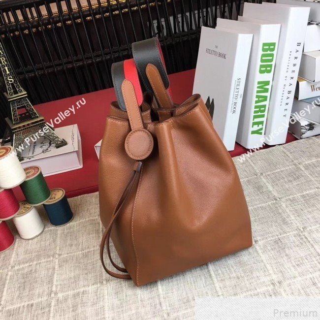 Hermes Licol Hermes 17 Bucket Bag Brown 2019(Half Handmade)  (AMIN-9050709)