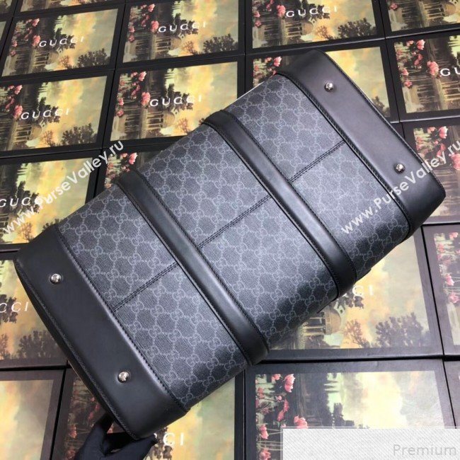 Gucci Night Courrier Soft GG Supreme Carry-on Travel Duffle Bag 474131 Black/Grey 2019 (BLWX-9050733)