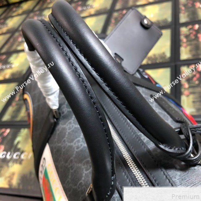 Gucci Night Courrier Soft GG Supreme Carry-on Travel Duffle Bag 474131 Black/Grey 2019 (BLWX-9050733)
