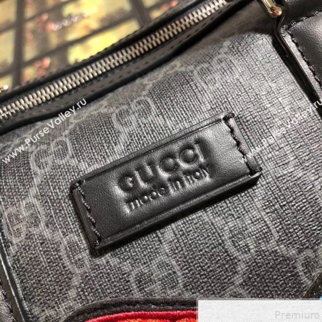 Gucci Night Courrier Soft GG Supreme Carry-on Travel Duffle Bag 474131 Black/Grey 2019 (BLWX-9050733)