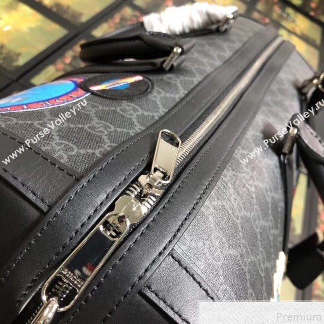 Gucci Night Courrier Soft GG Supreme Carry-on Travel Duffle Bag 474131 Black/Grey 2019 (BLWX-9050733)