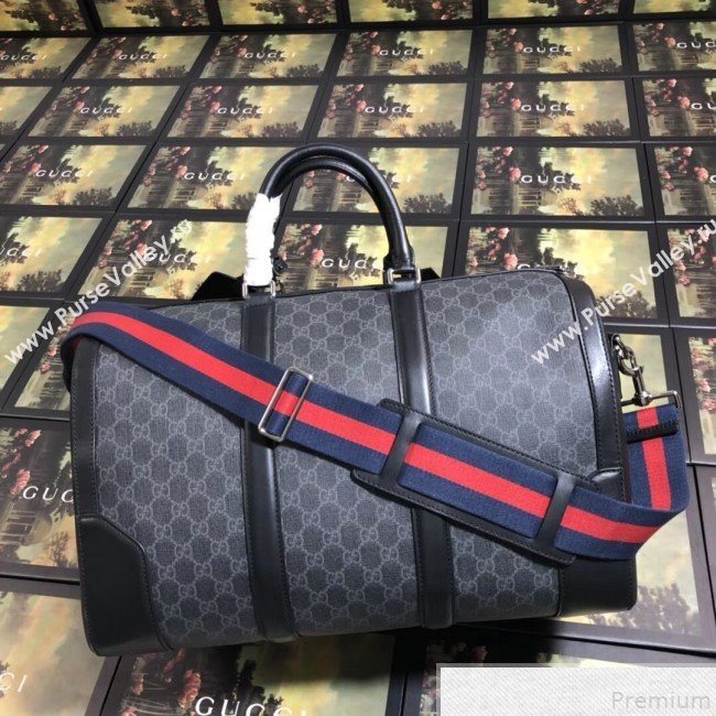 Gucci Soft GG Supreme Carry-on Travel Duffle Bag ‎474131 Black/Grey 2019 (BLWX-9050734)