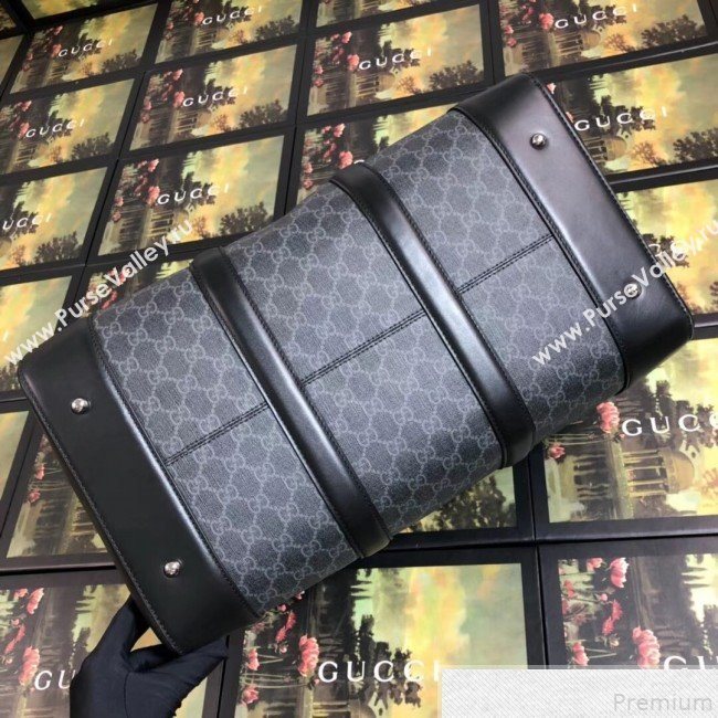 Gucci Soft GG Supreme Carry-on Travel Duffle Bag ‎474131 Black/Grey 2019 (BLWX-9050734)