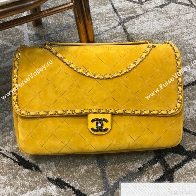 Chanel x Pharrell Oversize Suede Flap Bag Yellow 2019 (JDH-9043001)