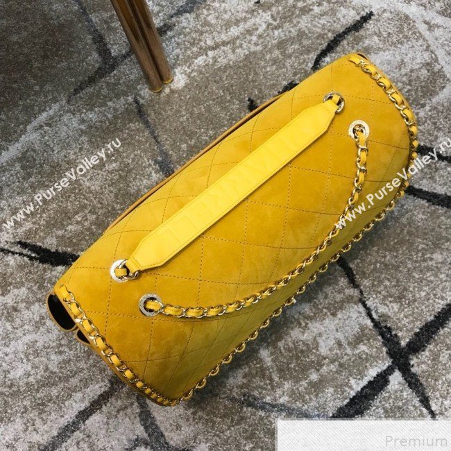 Chanel x Pharrell Oversize Suede Flap Bag Yellow 2019 (JDH-9043001)
