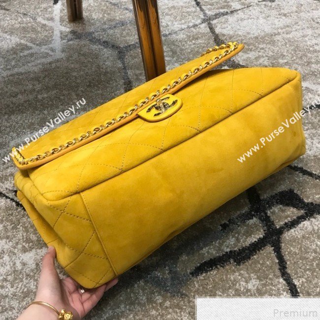 Chanel x Pharrell Oversize Suede Flap Bag Yellow 2019 (JDH-9043001)