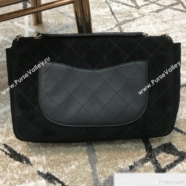 Chanel x Pharrell Oversize Suede Flap Bag Black 2019 (JDH-9043002)