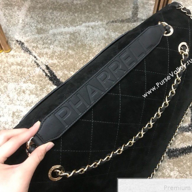 Chanel x Pharrell Oversize Suede Flap Bag Black 2019 (JDH-9043002)