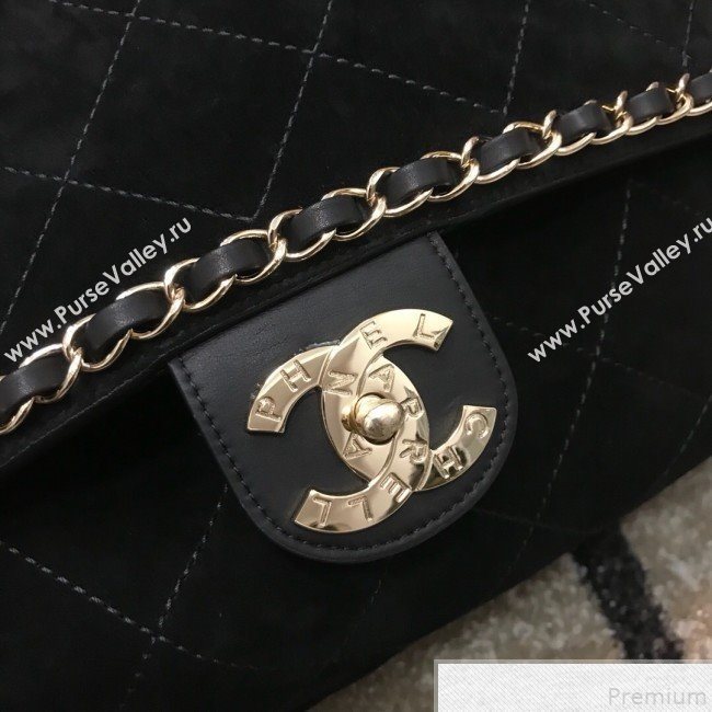 Chanel x Pharrell Oversize Suede Flap Bag Black 2019 (JDH-9043002)