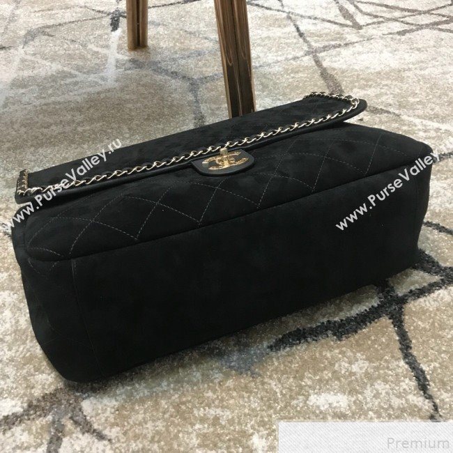 Chanel x Pharrell Oversize Suede Flap Bag Black 2019 (JDH-9043002)